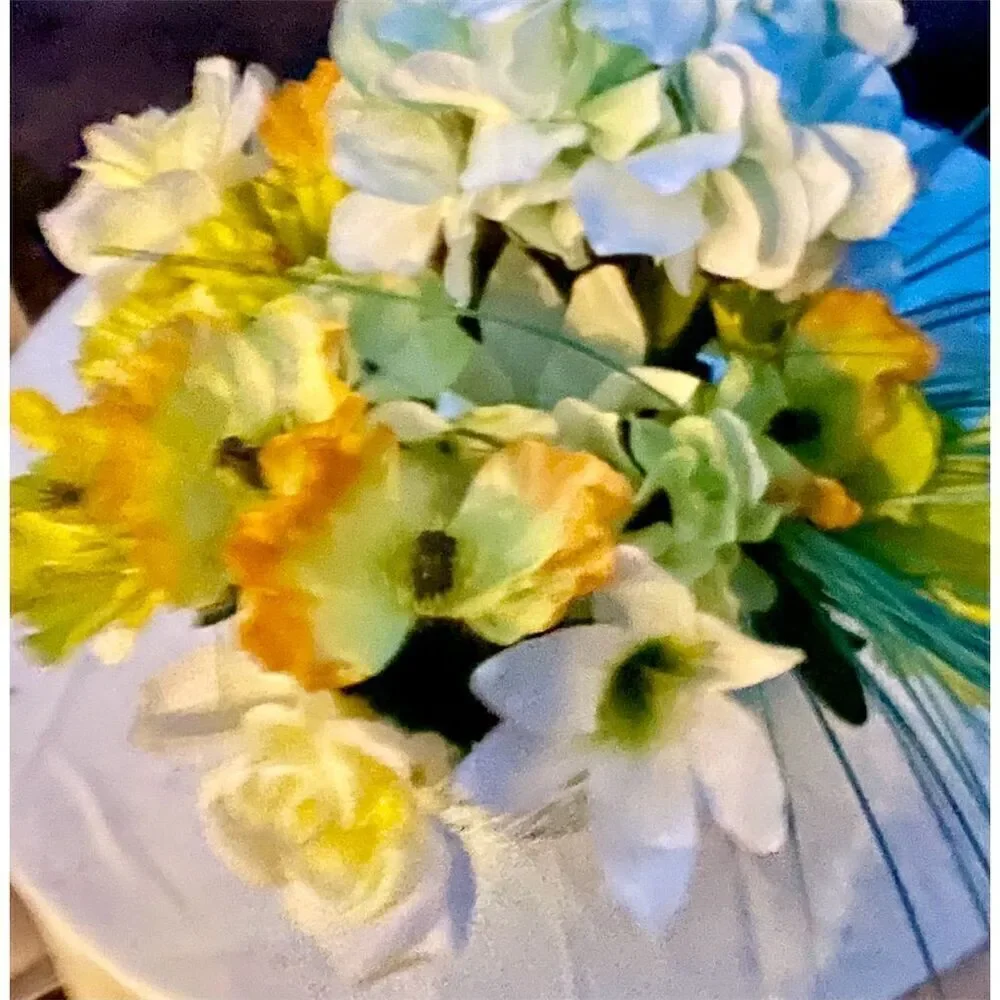 Please Read! Yellow Artificial Arrangement in Decorative Basket Centerpiece